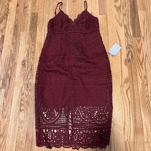 Bardot Elegant Lace Burgundy Dress